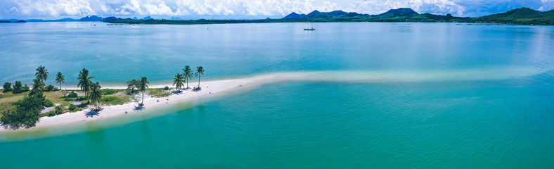 Naklejka premium Aerial view of Laem Had Beach in Koh Yao Yai, island in the andaman sea between Phuket and Krabi Thailand
