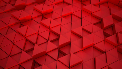 Abstract Red Triangle Wall Paper, Simple Design, Red Box Triangles, 3D Render