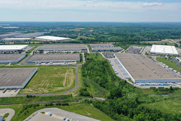 Aerial photo of warehouse and distribution centers near the Cincinnati Northern Kentucky International Airport