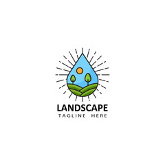 landscape logo template design vector