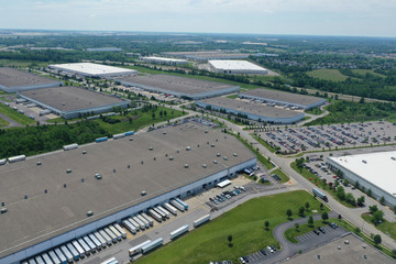 Aerial photo of warehouse and distribution centers near the Cincinnati Northern Kentucky International Airport