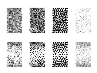 isolated monochrome rectangle hand drawn stipple dot art brush set for texture, background, vector design