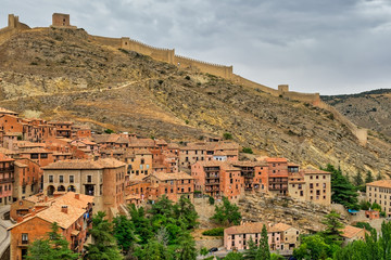 Views of the city and medieval wall of Albarracin declared a national monument of Spain.