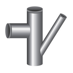 Plumbing pipe, piping or plumbing object isolated on white background for design, realistic vector stock illustration with branch pipe for water drainage