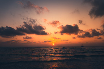 Sea and beach in the evening ,Sea view and evening