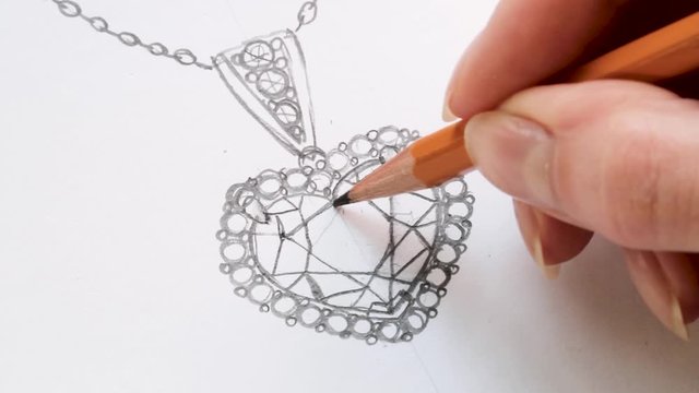 Drawing Jewelry Design. Drawing sketch jewelry on paper . Creativity Ideas. Design Studio. 