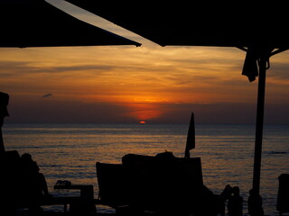 南国リゾート　夕陽　夕焼け