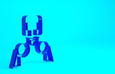 Blue Medieval knight icon isolated on blue background. Minimalism concept. 3d illustration 3D render.
