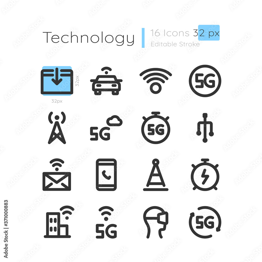 Poster connection coverage linear icons set. innovative telecommunication. remote signal for device. custom