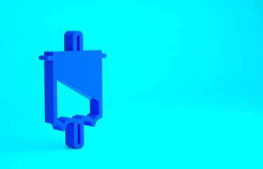 Obraz premium Blue Medieval flag icon isolated on blue background. Country, state, or territory ruled by a king or queen. Minimalism concept. 3d illustration 3D render.