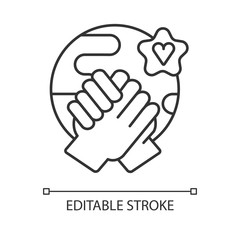 Tolerance linear icon. Human rights, equality, solidarity and compassion. Communication skills thin line customizable illustration. Contour symbol. Vector isolated outline drawing. Editable stroke