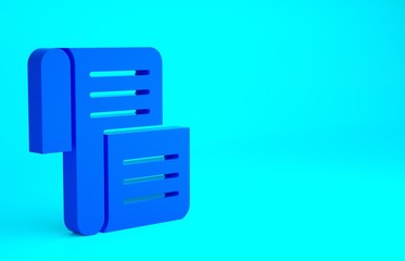 Blue Decree, paper, parchment, scroll icon icon isolated on blue background. Minimalism concept. 3d illustration 3D render.