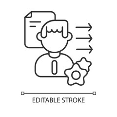 Brevity and clarity linear icon. Professional competence, soft skills development thin line customizable illustration. Contour symbol. Personal growth. Vector isolated outline drawing. Editable stroke