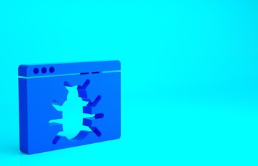 Blue System bug concept icon isolated on blue background. Code bug concept. Bug in the system. Bug searching. Minimalism concept. 3d illustration 3D render.