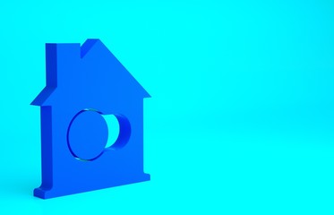 Blue Smart home icon isolated on blue background. Remote control. Minimalism concept. 3d illustration 3D render.
