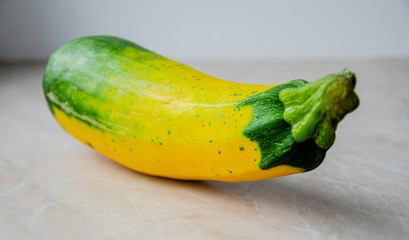 Food photography. Yellow zucchini, vegetable.