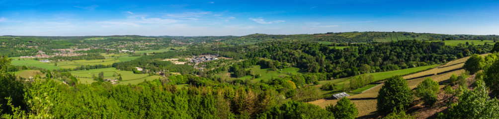 Fototapeta na wymiar Panoramic view from Stanton Moor in the Peak District over Matlock