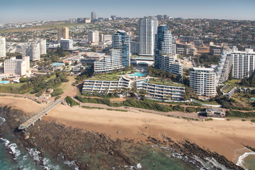 Durban, Kwa-Zulu Natal / South Africa - 08/03/2020: Aerial photo of Umhlanga beachfront and The Pearls Development