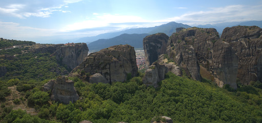 Obraz premium 8/9/2020 Greece, Trikala city, Meteora, cluster of rocks and orthodox monasteries
