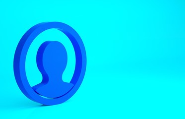 Blue Create account screen icon isolated on blue background. Minimalism concept. 3d illustration 3D render.