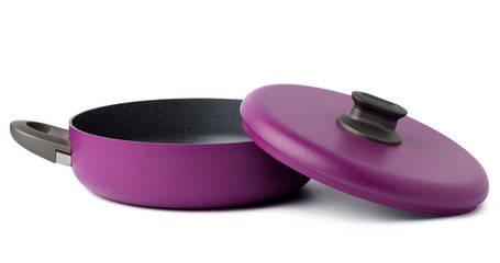 Non-stick casserole with lid isolated on white