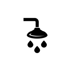 Bathroom Shower, Showering Spray Drops. Flat Vector Icon illustration. Simple black symbol on white background. Bathroom Shower, Showering Spray sign design template for web and mobile UI element.