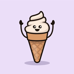 Kawaii ice cream illustration design vector template