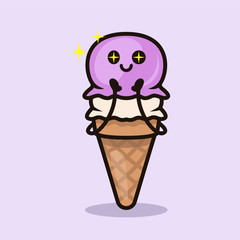 Kawaii ice cream illustration design vector template