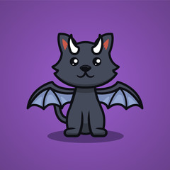 Cute black cat Halloween mascot design illustration