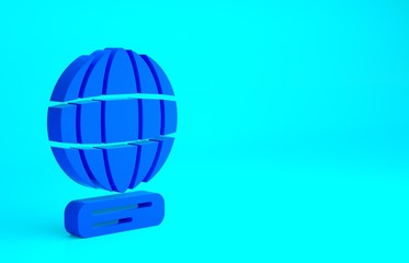 Blue Worldwide icon isolated on blue background. Pin on globe. Minimalism concept. 3d illustration 3D render.