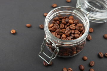 coffee beans on a colored background. Place to insert text, minimalism
