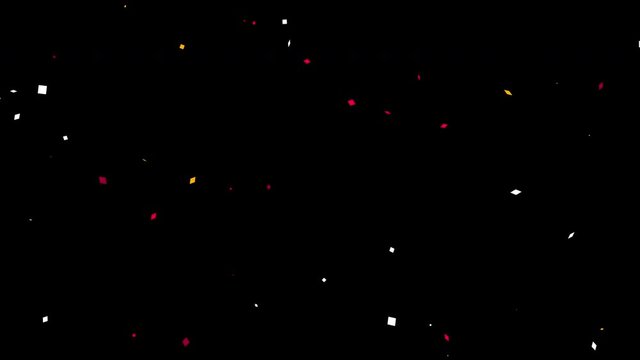 Feed down confetti on a black background. 4K resolution.