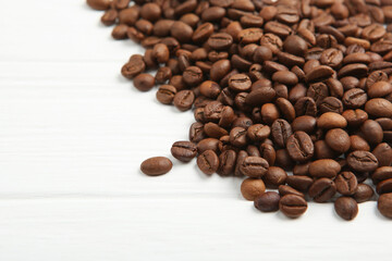 coffee beans on a colored background. Place to insert text, minimalism
