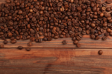 coffee beans on a colored background. Place to insert text, minimalism
