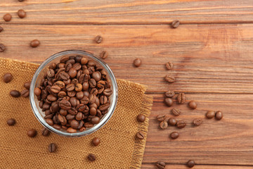 coffee beans on a colored background. Place to insert text, minimalism

