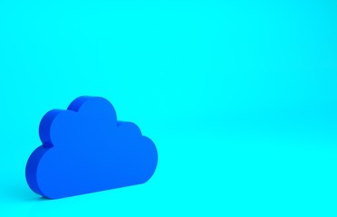 Blue Cloud icon isolated on blue background. Minimalism concept. 3d illustration 3D render.