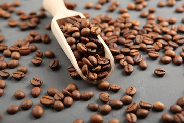 coffee beans on a colored background. Place to insert text, minimalism
