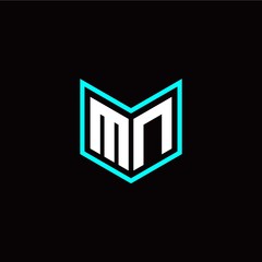initial M N letter with book style logo template vector