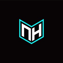 initial N H letter with book style logo template vector