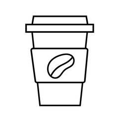 Coffee cup. Energy drink. Morning routine. Black doodle vector illustration, sticker, icon. Line art. Isolated on white background.