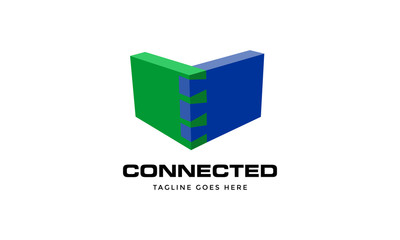 Connect Logo - Abstract Connected Object Icon or Symbol Design Illustration