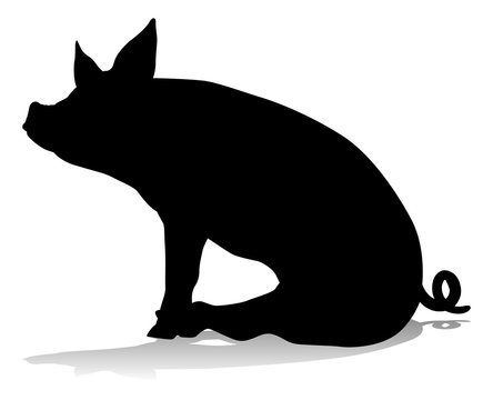 recommend clip art: A pig silhouette farm animal graphic