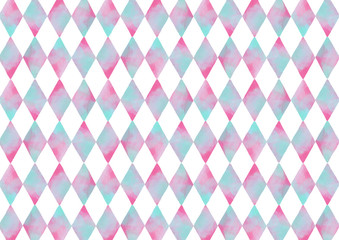 水彩 手描き ひしがた ダイヤ テクスチャ シームレス パターン 背景 ベクター 素材