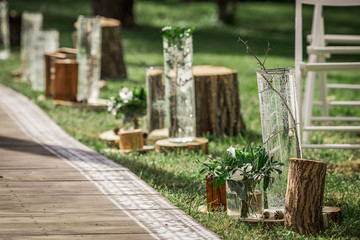 Decorated location in shades of green at the exit ceremony.