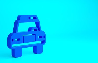 Blue Police car and police flasher icon isolated on blue background. Emergency flashing siren. Minimalism concept. 3d illustration 3D render.