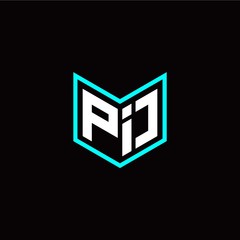 initial P I letter with book style logo template vector