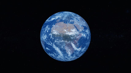 The view of the African continent from space. Planet Earth in Space. Photo realistic 3D render.
