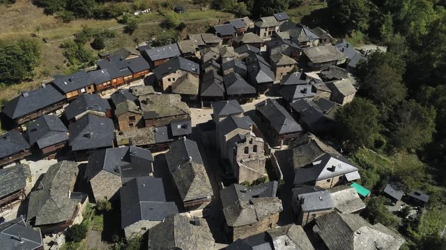 Beautiful village of Pe&ntilde;alba de Santiago. Leon, Spain. Aerial Drone Footage