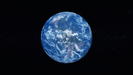 The view of the American continent from space. Planet Earth in Space. Photo realistic 3D render.