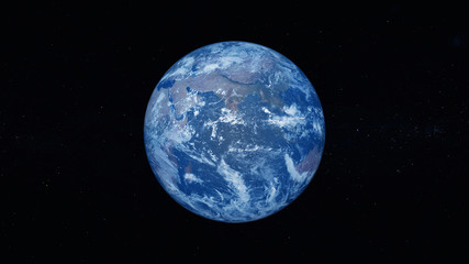 The view of the Asian continent from space. Planet Earth in Space. Photo realistic 3D render.